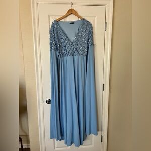 Chic Light Blue Maxi Dress with Sequin Detail
